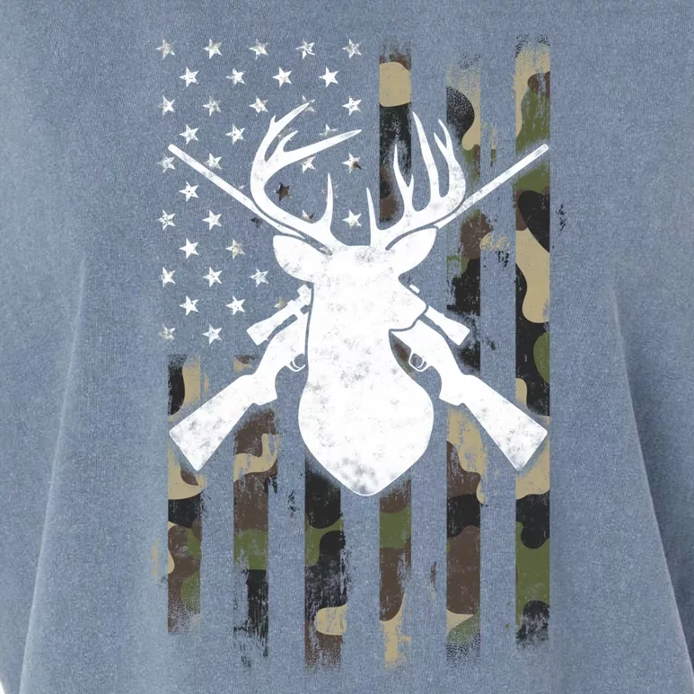 American Camouflage Flag Whitetail Buck Deer Hunting Funny Gift Great Gift Garment-Dyed Women's Muscle Tee