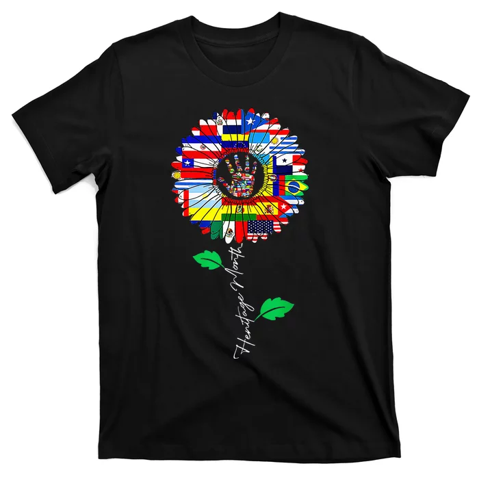 All Countries Flags Sunflower Hispanic Heritage Month Latino T-Shirt