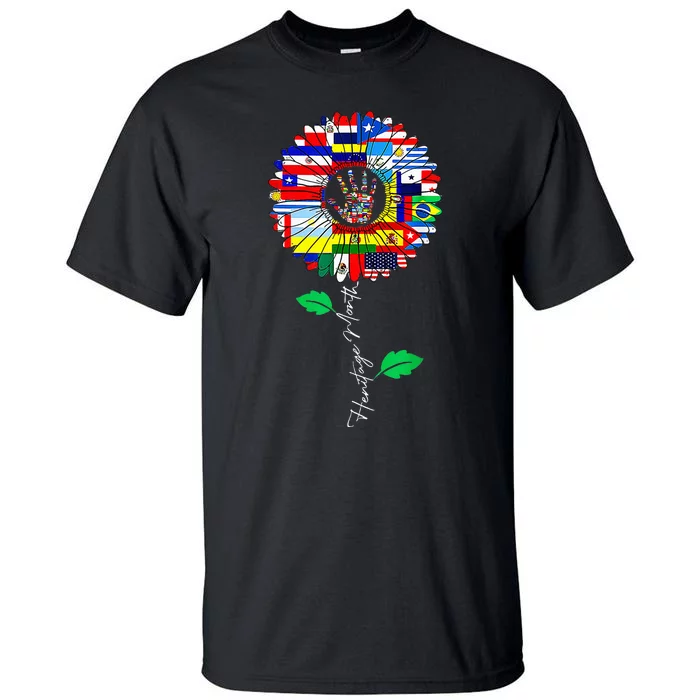 All Countries Flags Sunflower Hispanic Heritage Month Latino Tall T-Shirt