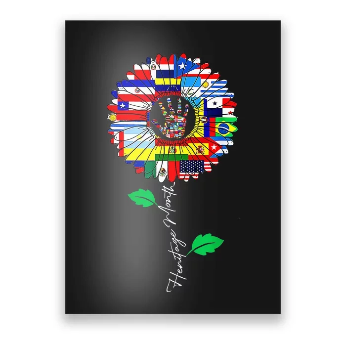 All Countries Flags Sunflower Hispanic Heritage Month Latino Poster