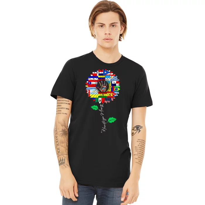 All Countries Flags Sunflower Hispanic Heritage Month Latino Premium T-Shirt