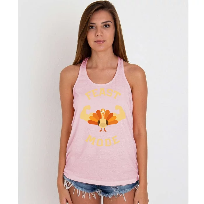 Adults Cute Feast Mode Thanksgiving Day Gift Women's Knotted Racerback Tank