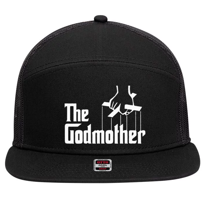 American Classics Godmother The Movie Distress Mothers Day 7 Panel Mesh Trucker Snapback Hat