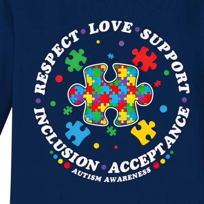 Autism Cool Gift Respect Love Support Autism Awareness Cute Gift Baby Long Sleeve Bodysuit