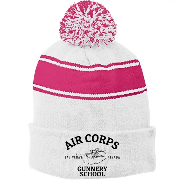 Air Corps Gunnery School Las Vegas Nevada World War II Stripe Pom Pom Beanie