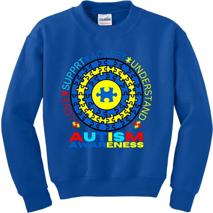 Autism Cute Gift Love Accept Support Autistic Autism Awareness Gift Kids Sweatshirt