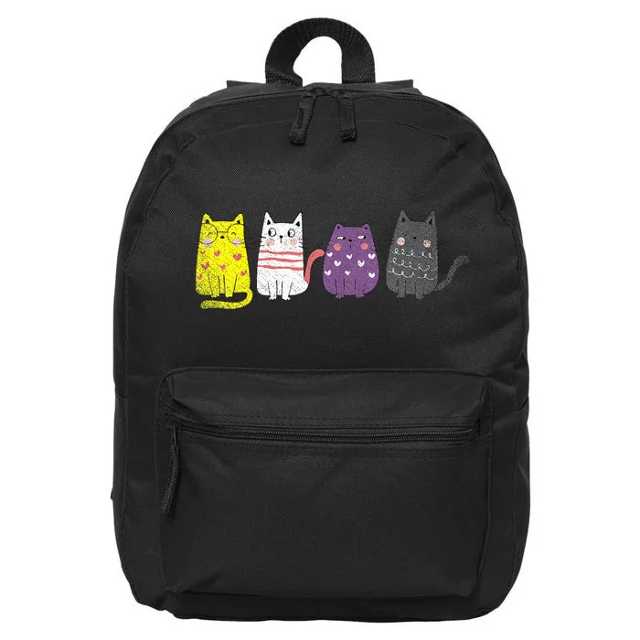 Animal Cat Gift Non Binary Pride Agender Non Binary 16 in Basic Backpack