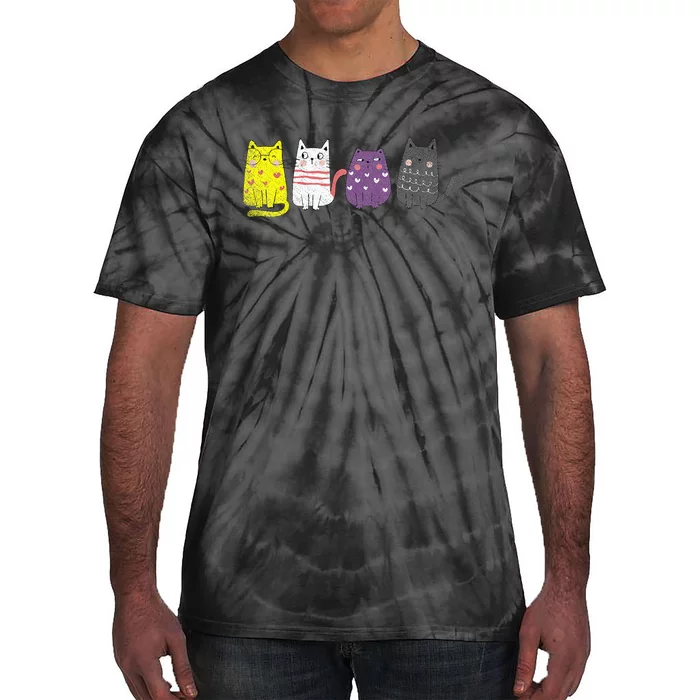 Animal Cat Gift Non Binary Pride Agender Non Binary Tie-Dye T-Shirt