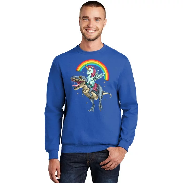 Aunticorn Cute Gift Riding Dinosaur T Rex Gift Sweatshirt