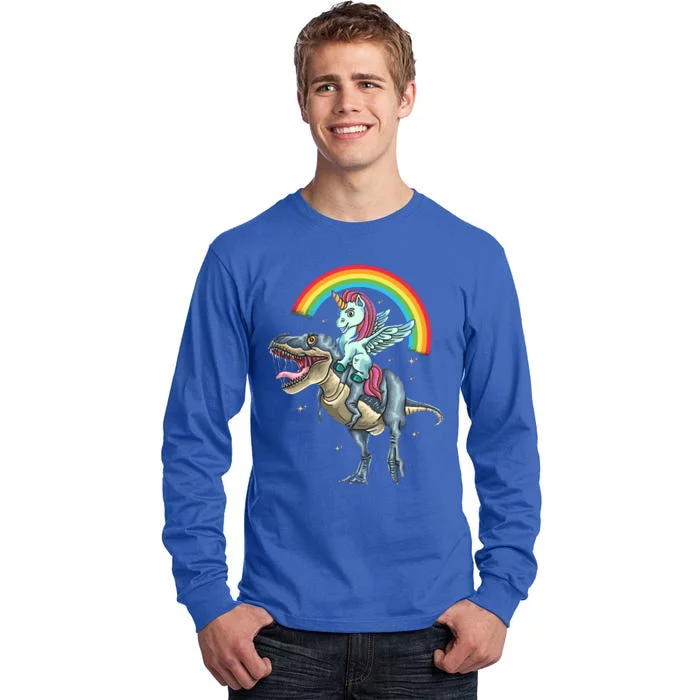 Aunticorn Cute Gift Riding Dinosaur T Rex Gift Tall Long Sleeve T-Shirt