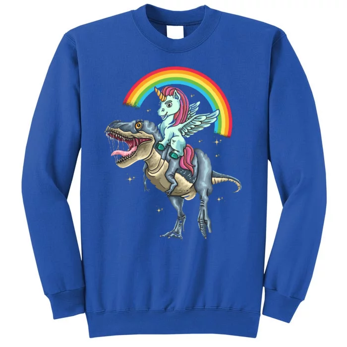 Aunticorn Cute Gift Riding Dinosaur T Rex Gift Tall Sweatshirt