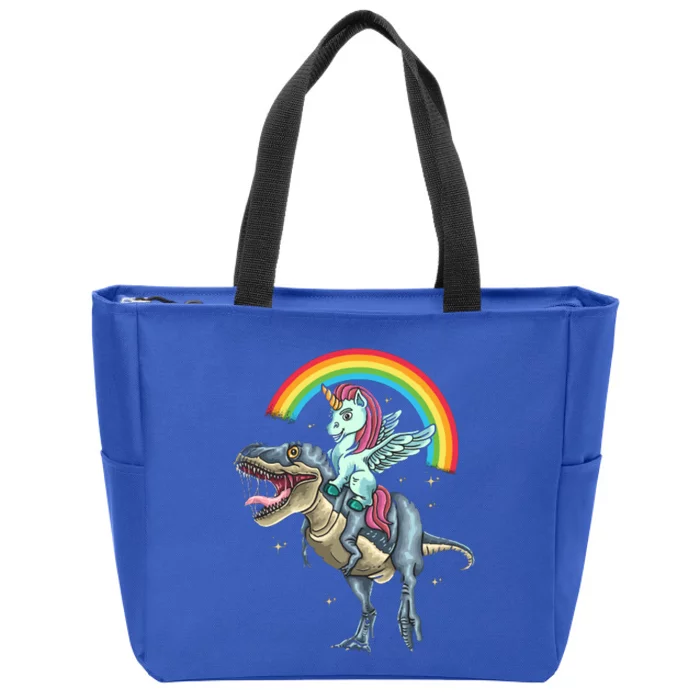 Aunticorn Cute Gift Riding Dinosaur T Rex Gift Zip Tote Bag