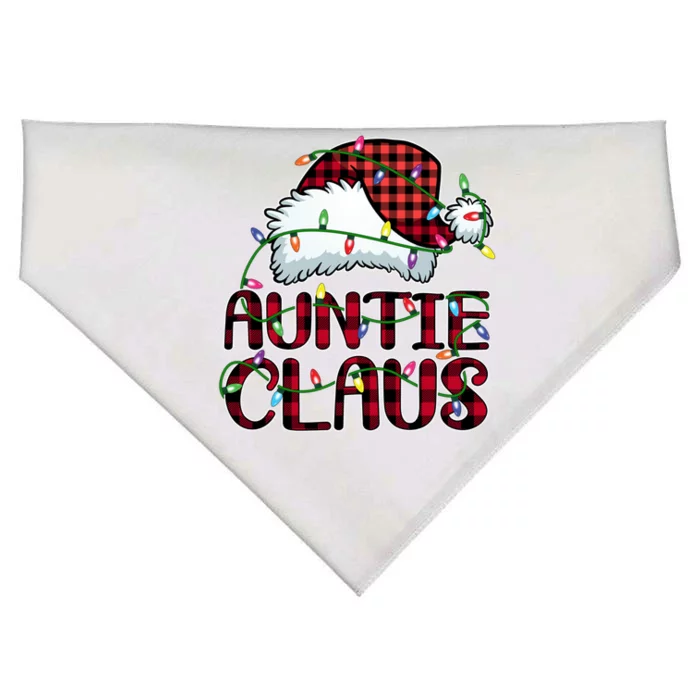 Auntie Claus Great Gift Christmas Lights Pajama Family Matching Funny Gift USA-Made Doggie Bandana