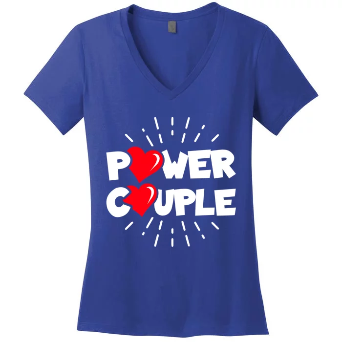 Anniversary Couple Gift Power Couple Gift Couples Valentine's Day Cool Gift Women's V-Neck T-Shirt