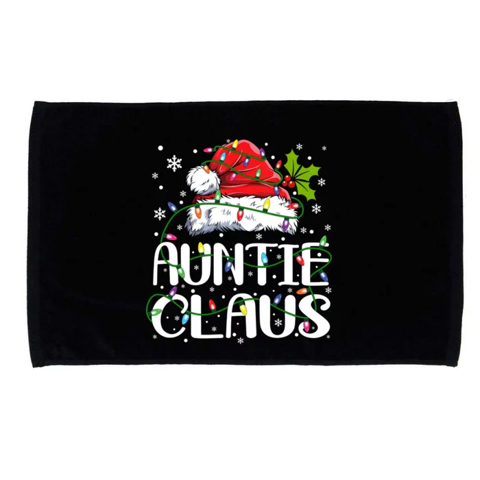 Auntie Claus Gift Christmas Lights Pajama Family Matching Great Gift Microfiber Hand Towel