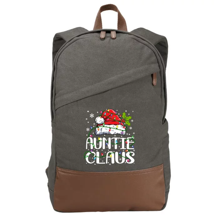 Auntie Claus Gift Christmas Lights Pajama Family Matching Great Gift Cotton Canvas Backpack