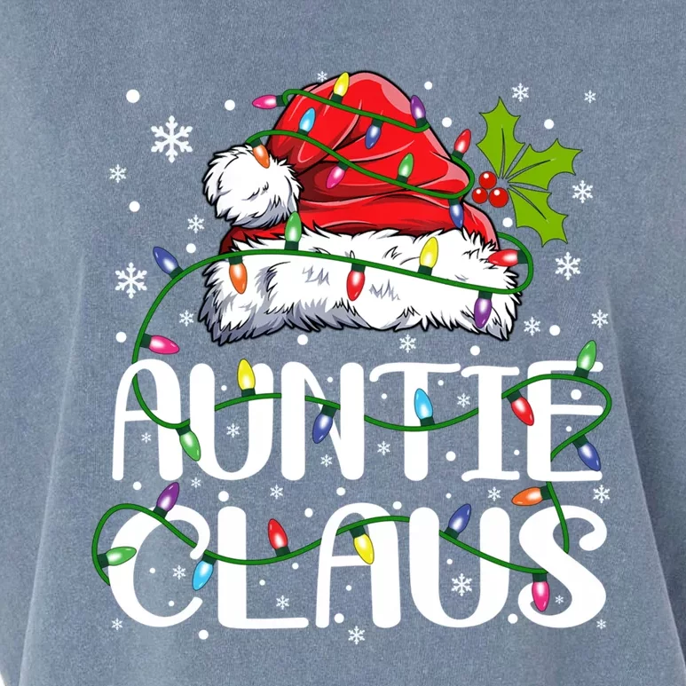 Auntie Claus Gift Christmas Lights Pajama Family Matching Great Gift Garment-Dyed Women's Muscle Tee