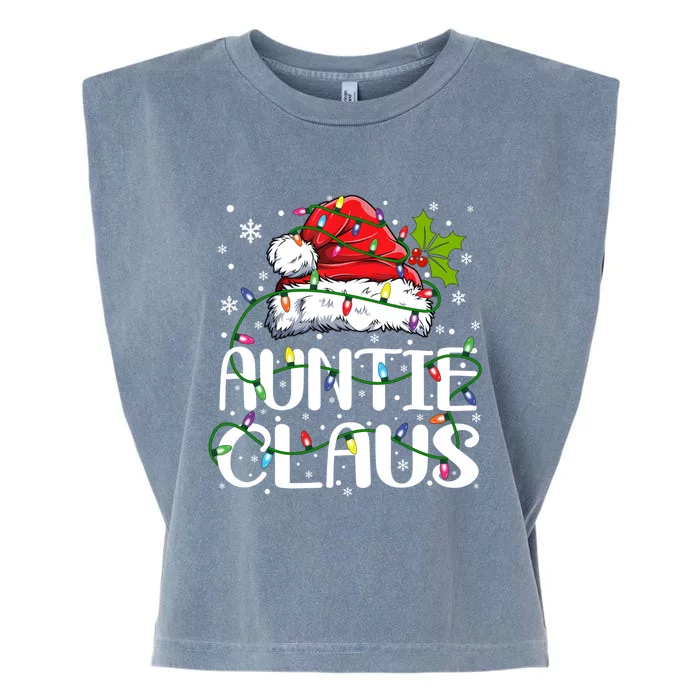 Auntie Claus Gift Christmas Lights Pajama Family Matching Great Gift Garment-Dyed Women's Muscle Tee