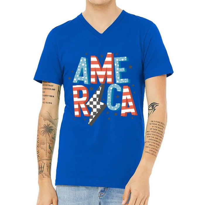 America Cute Gift V-Neck T-Shirt