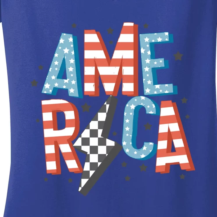 America Cute Gift Women's V-Neck T-Shirt