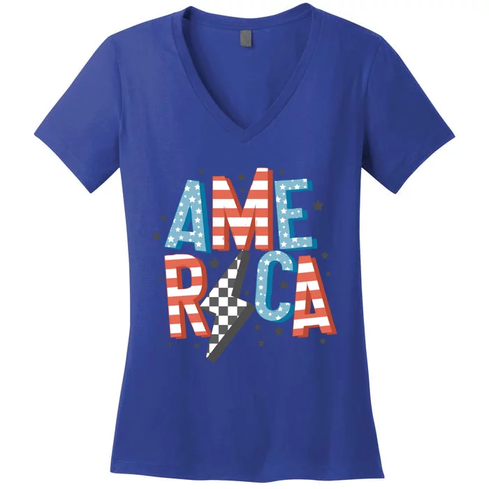 America Cute Gift Women's V-Neck T-Shirt