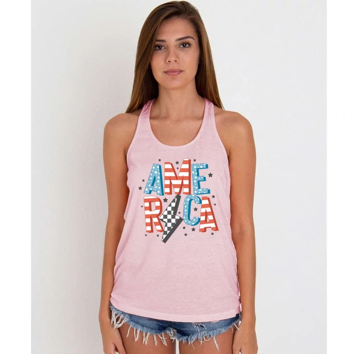 America Cute Gift Women's Knotted Racerback Tank