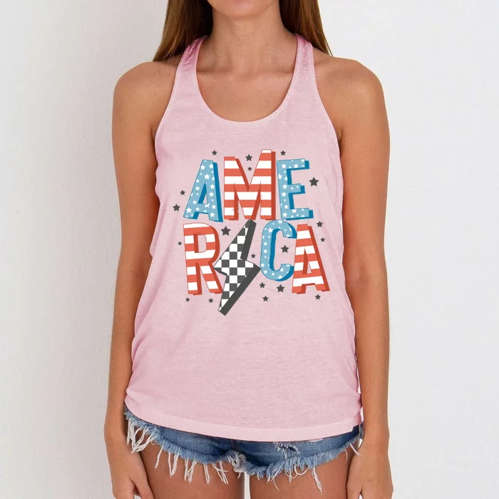 America Cute Gift Women's Knotted Racerback Tank