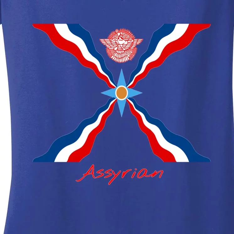 Assyria Cool Gift Assyrian Flag Cool Gift Assyrians Lamassu Gift Women's V-Neck T-Shirt