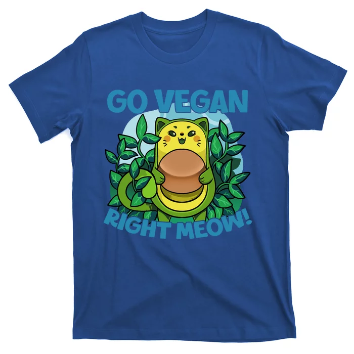 Avocado Cat Go Vegan Right Meow Funny Vegetarian Vegan Quote Great Gift T-Shirt