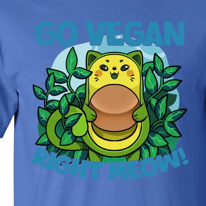 Avocado Cat Go Vegan Right Meow Funny Vegetarian Vegan Quote Great Gift Tall T-Shirt