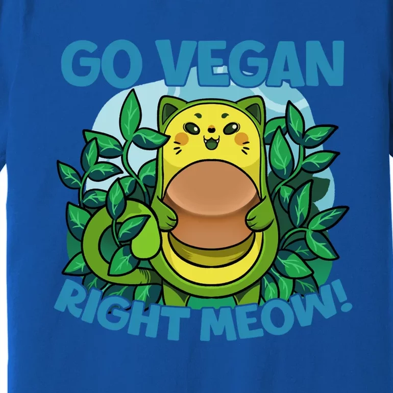 Avocado Cat Go Vegan Right Meow Funny Vegetarian Vegan Quote Great Gift Premium T-Shirt