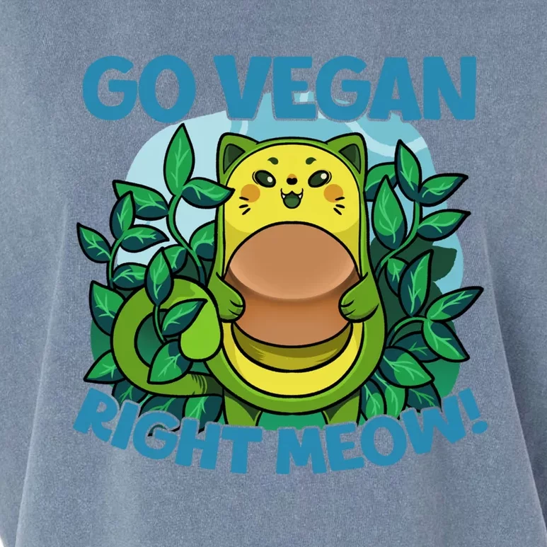 Avocado Cat Go Vegan Right Meow Funny Vegetarian Vegan Quote Great Gift Garment-Dyed Women's Muscle Tee