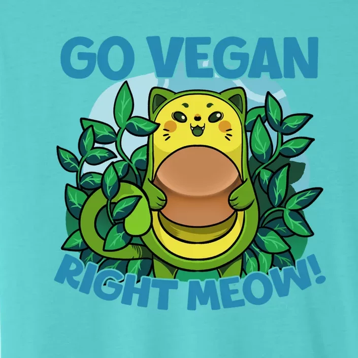 Avocado Cat Go Vegan Right Meow Funny Vegetarian Vegan Quote Great Gift ChromaSoft Performance T-Shirt