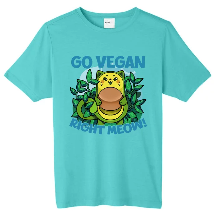 Avocado Cat Go Vegan Right Meow Funny Vegetarian Vegan Quote Great Gift ChromaSoft Performance T-Shirt