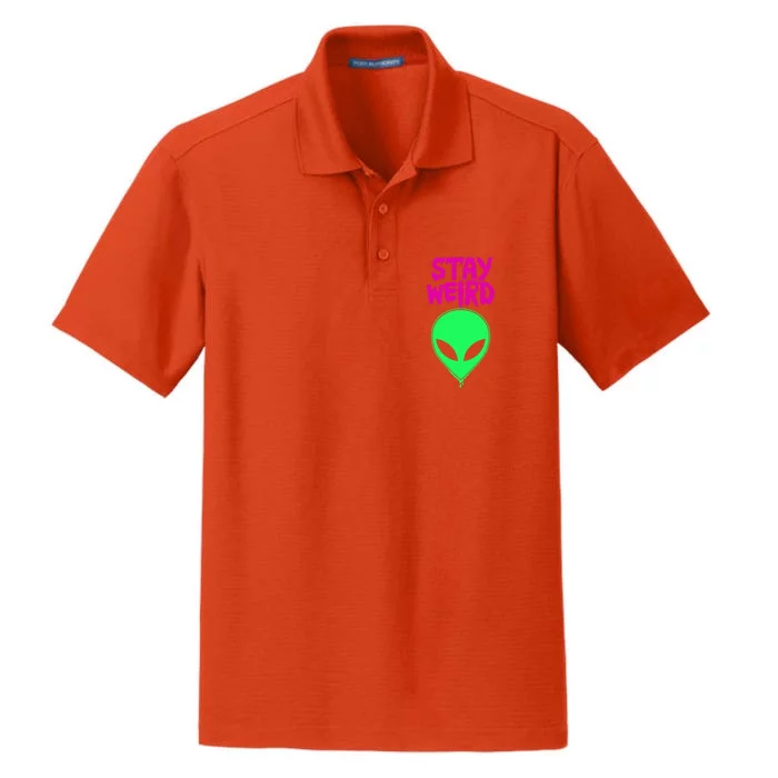 Alien Cute Gift Stay Weird Green Ufo Cute Gift Or Dry Zone Grid Performance Polo