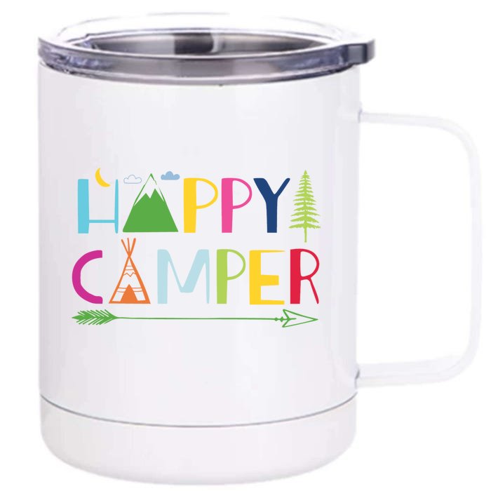 Arrow Camper Happy Summer Camp Camping Gift Great Gift Front & Back 12oz Stainless Steel Tumbler Cup