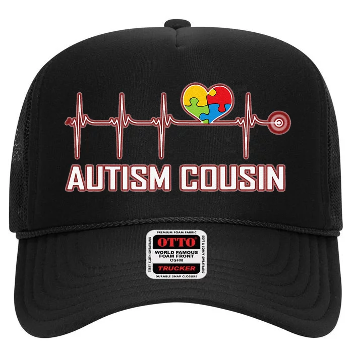 Autism Cousin Heartbeat High Crown Mesh Trucker Hat