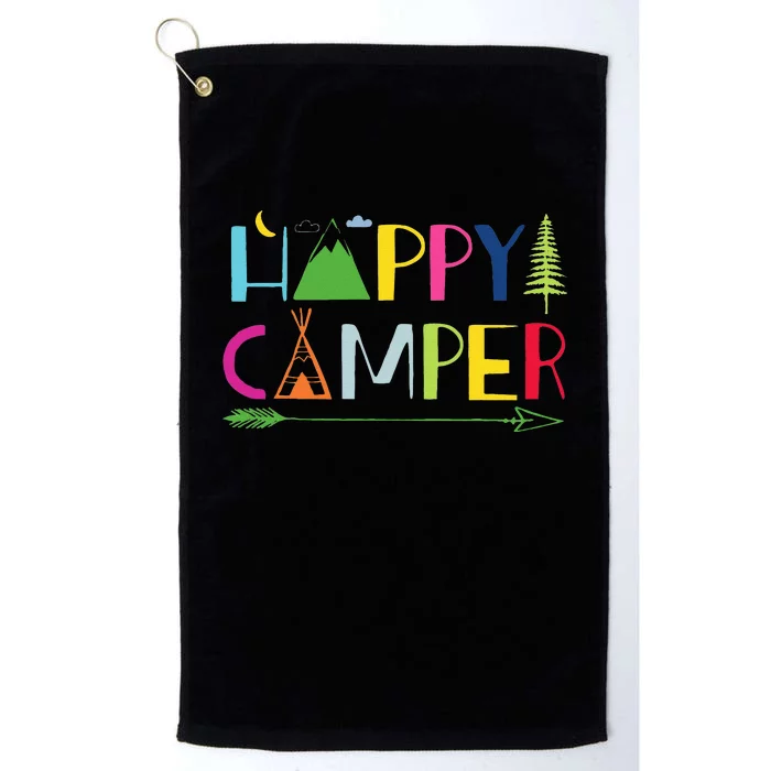 Arrow Camper Happy Summer Camp Camping Gift Men Women Kids Platinum Collection Golf Towel