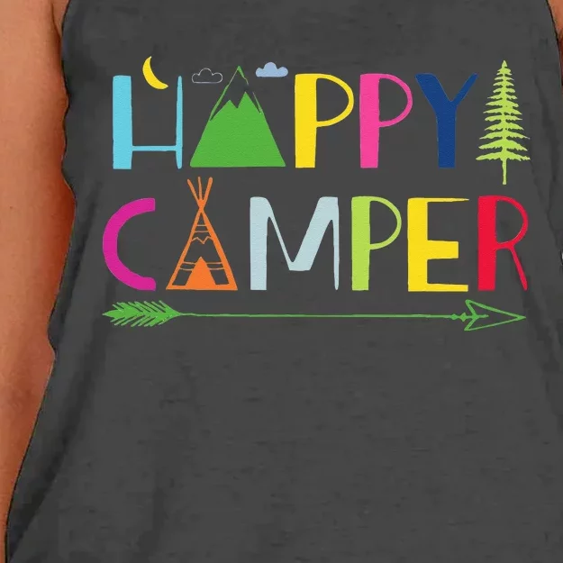 Arrow Camper Happy Summer Camp Camping Gift Men Women Kids Women's Knotted Racerback Tank