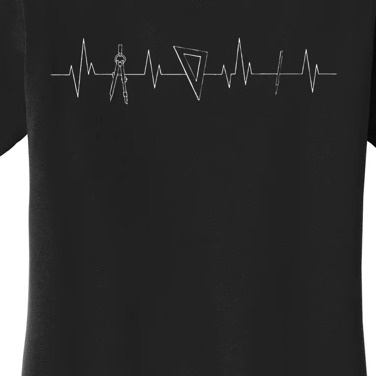 Architect Compass Heartbeat Blueprint Plan Architecture Women's T-Shirt