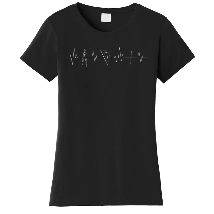 Architect Compass Heartbeat Blueprint Plan Architecture Women's T-Shirt