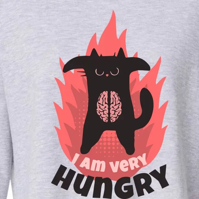 Angry Cat Hungry Cat Hangry Cat Grumpy Black Cat Cropped Pullover Crew