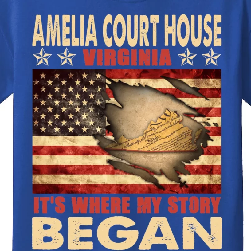 Amelia Court House Virginia Usa Flag Independence Day Gift Kids T-Shirt