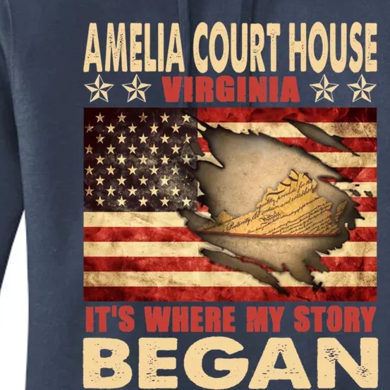 Amelia Court House Virginia Usa Flag Independence Day Gift Women's Pullover Hoodie