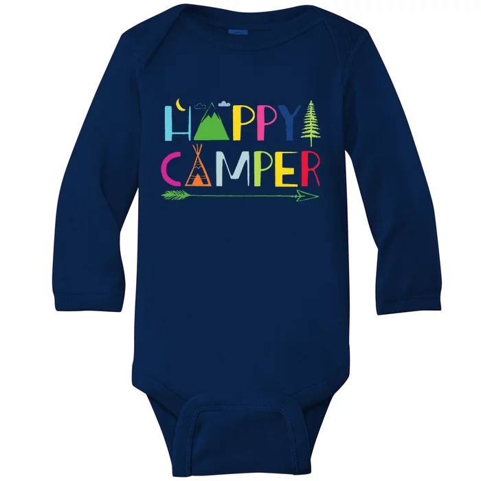 Arrow Camper Happy Summer Camp Camping Gift Baby Long Sleeve Bodysuit