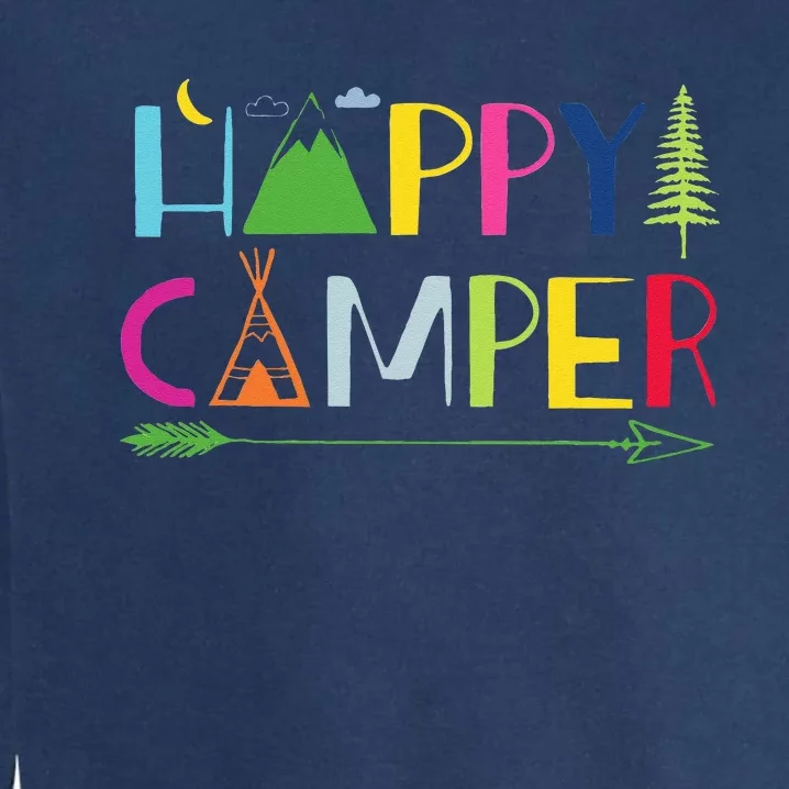 Arrow Camper Happy Summer Camp Camping Gift Garment-Dyed Sweatshirt