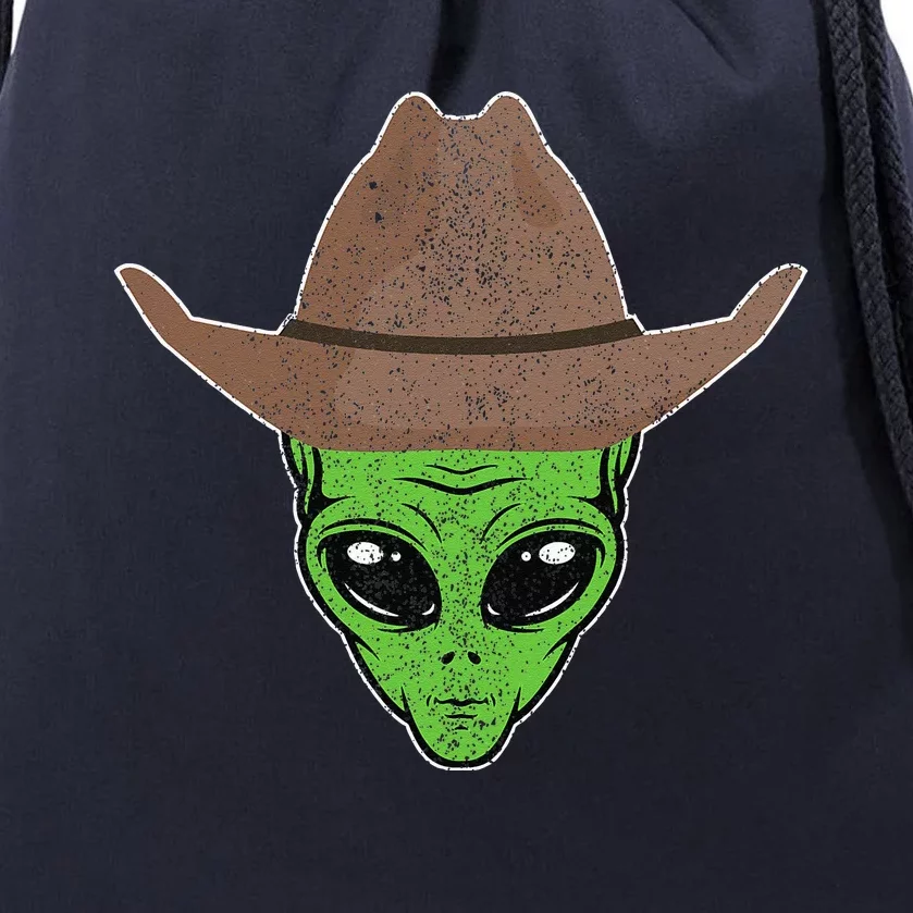 Alien Cowboy Hat Funny Halloween Gift For Outer Space Lover Drawstring Bag