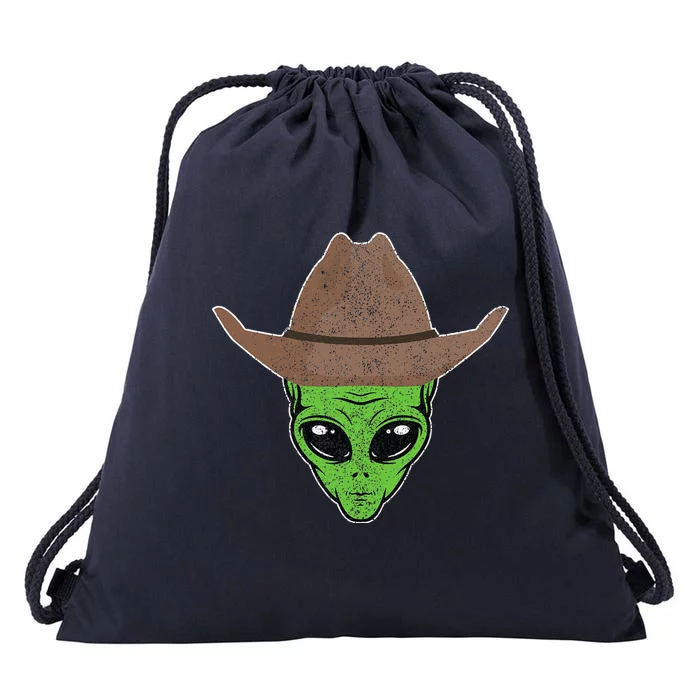 Alien Cowboy Hat Funny Halloween Gift For Outer Space Lover Drawstring Bag