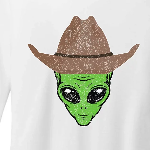 Alien Cowboy Hat Funny Halloween Gift For Outer Space Lover Womens CVC Long Sleeve Shirt