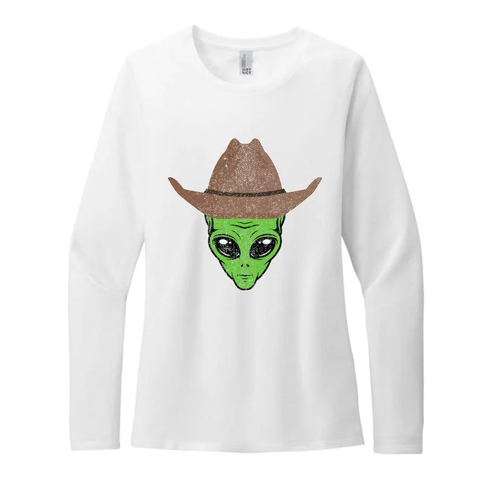 Alien Cowboy Hat Funny Halloween Gift For Outer Space Lover Womens CVC Long Sleeve Shirt